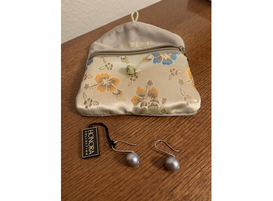 Honora Sterling Silver Faux Pearl Earrings With Small Bag
