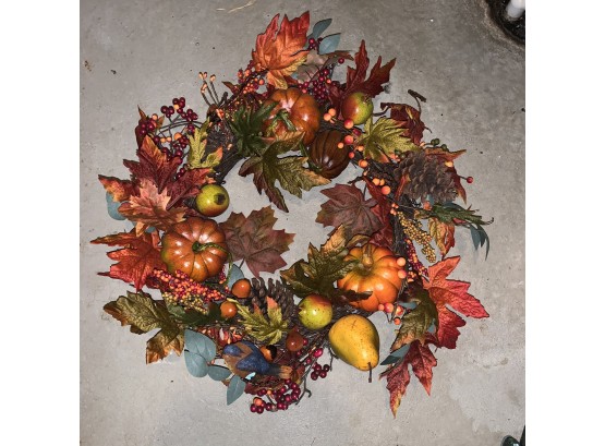 Autumn Wreath Leaves, Pumpkins, Pears