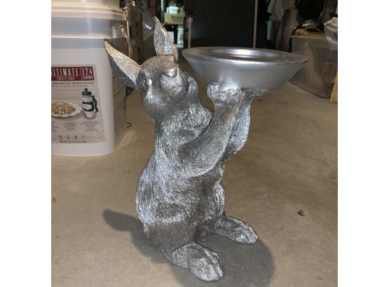 Silver Toned Rabbit Butler/candleholder