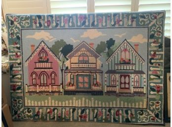 Claire Murray 'Victorian Cottages' Wool Hand Hooked Wall Hanging Rug