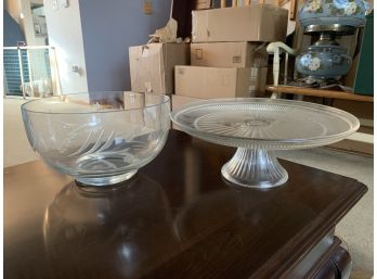 Glass Bowl And Cake Stand
