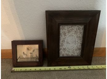 Framed Small Cameo Doily And Small Bird On Fence Print