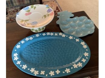 Platter, Deviled Egg Tray, And Small Cake Stand
