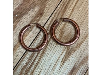 14K JCM Rose Gold Hoop Earrings