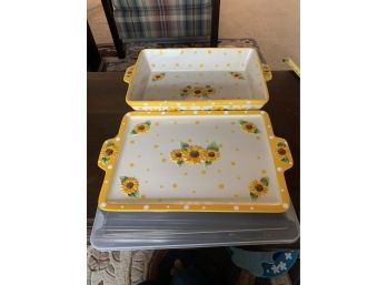 Temp-Tations Sunflower Casserole Dish And Platter