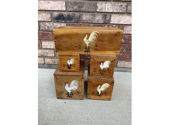 The Redbird Line Nesting Wood Canister Set And Box