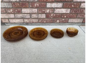 Amber Glass Plates And Bowls
