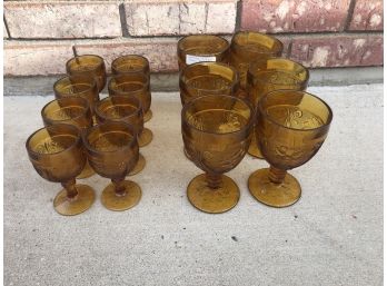 Amber Glass Goblets Small And Medium