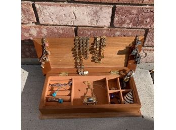 Wood Jewelry Box With Jewelry