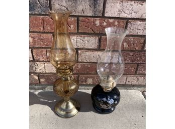 Amber Oil Lamp And Floral Oil Lamp