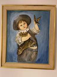 Oil Painting Boy With Bird