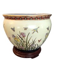Large Painted Fish Bowl With Stand