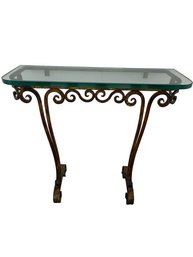 La Barge Iron And Glass Console Table