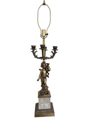 French Brass Putti Cherub Lamp