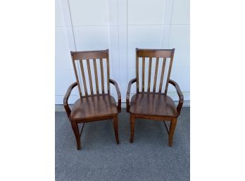 Pair Of Brown Wood Arm Chairs