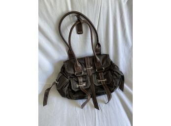 Abro Brown Leather And Nylon Bag
