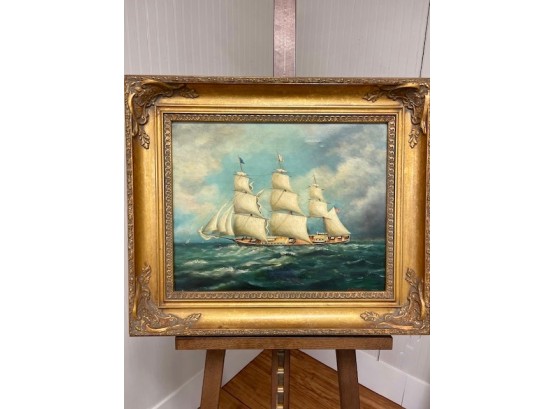Oil Painting Of A Schooner Signed Kevin Callahan