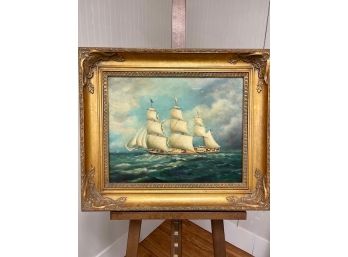 Oil Painting Of A Schooner Signed Kevin Callahan