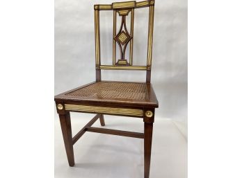 Gold Accented Cane Seat Chair