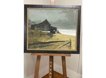 Oil Painting Barn In Field Signed L. Nynam