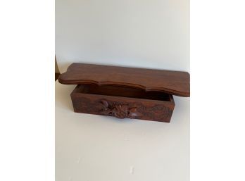 Carved Wood Shelf W/drawer