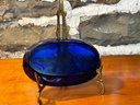 Vintage Cobalt Blue Glass Oval Bowl
