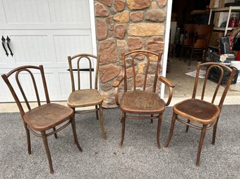 Antique Bentwood Thonet Dining Chairs, 1930s, Set Of 4
