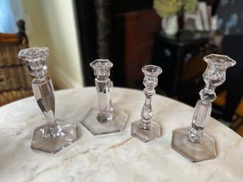 Crystal Candle Holders Mis-Matched Set Of 4