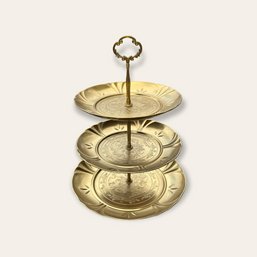 Gold Tone Metal Tea Light Holders And Pastry Stand