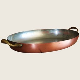 Copper  Vintage Douro B&M Au Gratin Casserole Paella Pan Baking Dish W/ Brass Portugal