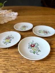 Vintage Miniature Porcelain Plates - Flowers - 4 Piece Set - Made In Japan