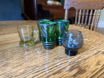 Collection Of Green Vintage Glassware (5 Pieces)