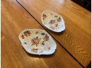 Antique Hand Painted Molded Edge Serving Dishes Set Of 2  Attributed To Coalport