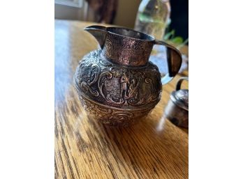 Sterling On Copper Pitcher, Guernsey Style Container