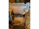 RARE 19th Century Antique Pressed Back Leather Seat Oak Chairs - Leather Seats Cracked
