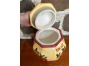 Biscotti Ceramic Cookie Jar Canister With Pears And Plums Design