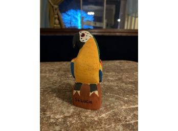 Gorgeous Handcrafted Balsa Wood Rainbow Colored Brilliant Parakeet Statue
