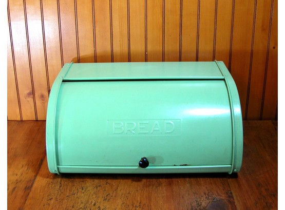 Retro Green Roll Top Metal Bread Box
