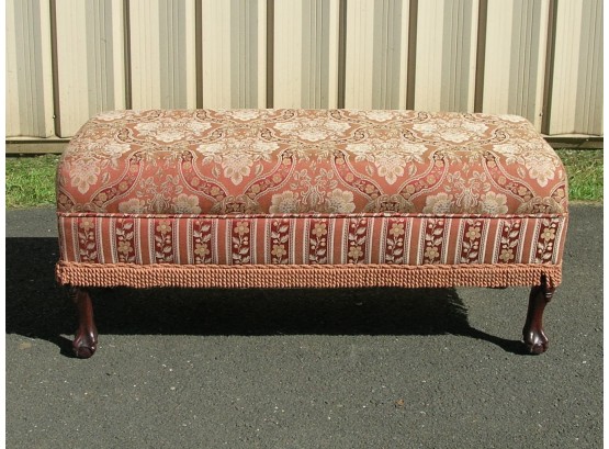 Floral Bench Ottoman With Fringe
