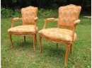 Flame Stitch Bergere Chairs Pair