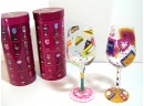 Hand Painted Wine Goblets Birthday Girl And Birthday Cake Set Of Two