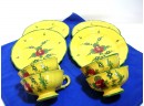 Yellow Floral Italian Pottery, European Country, Cups And Plates