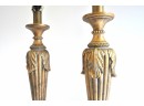 Antiqued Gold Resin Lamps Pair