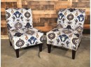 Armless Ikat Accent Chairs Slipper Chairs Pair