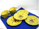 Yellow Floral Italian Pottery, European Country, Cups And Plates