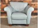 Blue Leather Club Chair And Ottoman