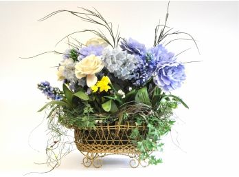 Large Floral Arrangement In Wire Basket