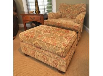 Ethan Allen Tapestry Club Chair And Ottoman