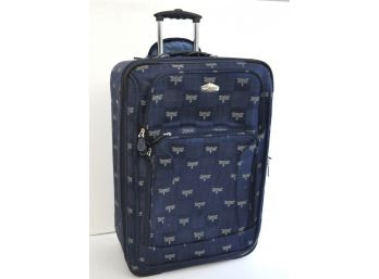 Rolling Suitcase Blue With French Bee Design