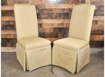 Skirted Parsons Dining Chairs Pair